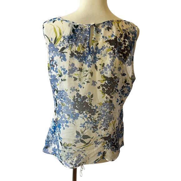 DONCASTER COLLECTION BLOUSE 10 100% SILK RUFFLES SIDE ZIP FLORAL SUMMER FEMININE - Picture 5 of 13